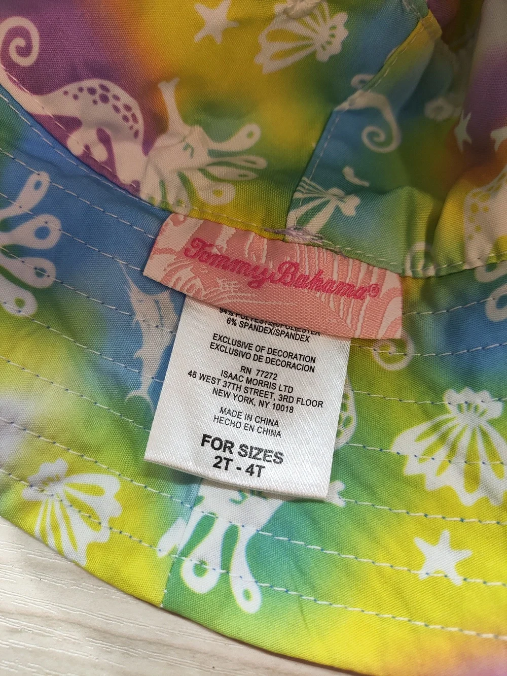 Tommy Bahama Hat Cap Strap Back Youth 2T-4T Blue Purple Reversible Tie Dye Kids